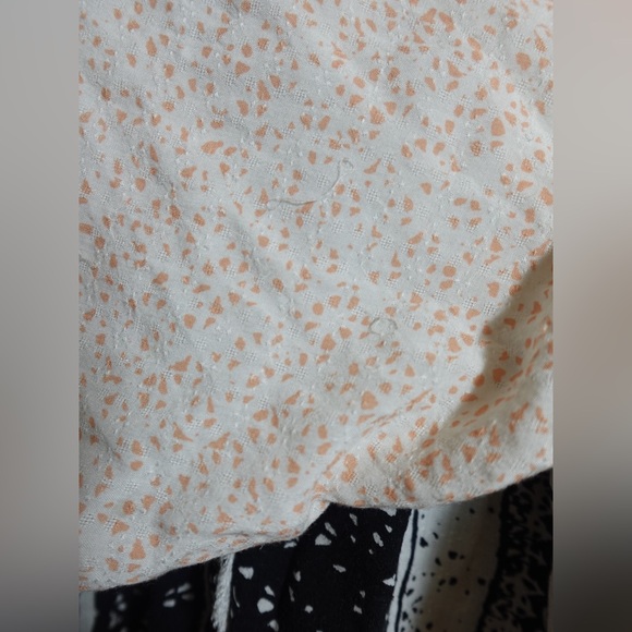 Free People “Days of Romance” Black and Cream Oversized Patterned Blouse Small - Picture 10 of 10